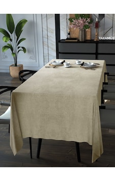 Kumsal Beji Kadife Dokulu Masa Örtüsü Dertsiz Velvet Touch Serisi Kumsal Beji