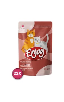 Enjoy Pouch Sos İçinde Et Parçacıklı Kuzu Etli Yetişkin Kedi Konservesi 85 Gr X 22 Adet Enjoy Pouch Sos İçinde Et Parçacıklı Kuzu Etli Yetişkin Kedi Konservesi 85 Gr X 22 Adet