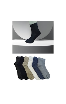 Leement Socks Erkek 6 Çift Burun Dikişsiz Bambu Orta Konç Çorap Beyaz