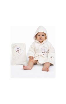 %100 Pamuk Yenidoğan Bebek Çocuk Bornoz Havlu Takımı Set Krem-standart Krem %100 Pamuk Yenidoğan Bebek Çocuk Bornoz Havlu Takımı Set Krem-standart Krem