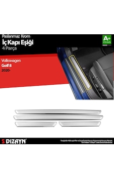 S-Dizayn Volkswagen Golf Uyumlu 8 Hatchback Krom İç Kapı Eşiği 4 Parça. 2020 Üzeri Parça