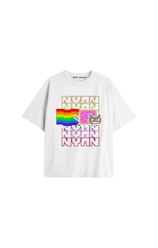 Kalic Studio Nyan Nyan Cat Oversize Unisex T-shirt Beyaz Kalic Studio Nyan Nyan Cat Oversize Unisex T-shirt Beyaz