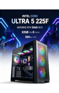 Tekden TKDEN000002 Ultra 5 225F 32 GB 500 GB SSD 8 GB RTX5060 Free Dos Masaüstü Oyuncu Bilgisayarı