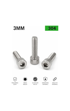 M3 Paslanmaz Imbus Civata Dın912 A2 Aısı 304 Kalite 50 Adet M3 x 50 M3 Paslanmaz Imbus Civata Dın912 A2 Aısı 304 Kalite 50 Adet M3 x 50