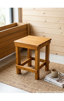 Ahşap Çok Amaçlı Tabure 30 30 40cm Açık Ceviz