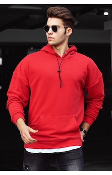 Madmext Basic Kırmızı Erkek Kapüşonlu Sweatshirt 4764