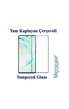 Samsung Uyumlu Galaxy A81 Tam Kaplayan Çerçeveli Tempered Cam - Siyah