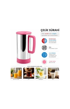 Ers- Pembe - Paslanmaz Çelik Sıcak - Soğuk Çelik Sürahi Ers- Pembe - Paslanmaz Çelik Sıcak - Soğuk Çelik Sürahi