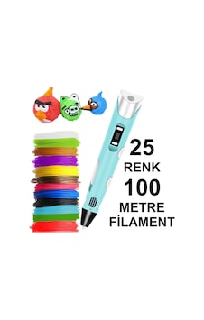 Mavi 3d Kalem Yazıcı+25 Renk 100 Metre 25x4metre Pla Filament Mavi 3d Kalem Yazıcı+25 Renk 100 Metre 25x4metre Pla Filament