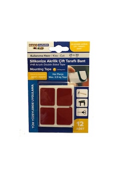 Silikonize Akrilik Çift Taraflı Bant Gri 12' Li 25mmx30mm Özel Kesim Kullanıma Hazır Silikonize Akrilik Çift Taraflı Bant Gri 12' Li 25mmx30mm Özel Kesim Kullanıma Hazır