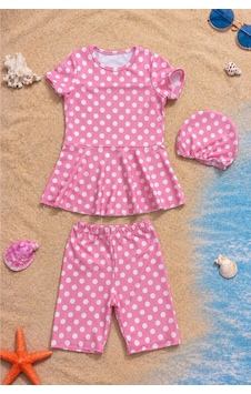 Esila Kids Kız Çocuk Puantiyeli Etekli Mayo Takımı Pembe Esila Kids Kız Çocuk Puantiyeli Etekli Mayo Takımı Pembe