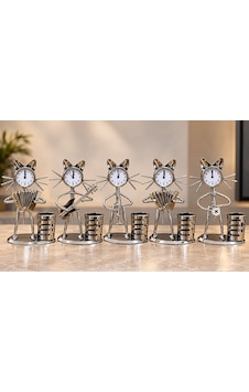 Metal Müzisyen Kedi Saatli Kalemlik Alk6229 Metal Müzisyen Kedi Saatli Kalemlik Alk6229