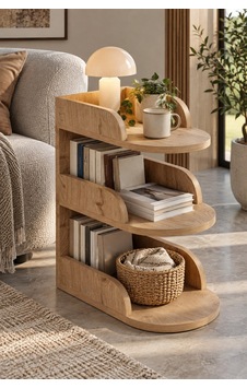 Sulorahome Yan Sehpa 60x43 Cm Açık Ceviz Sulorahome Yan Sehpa 60x43 Cm Açık Ceviz