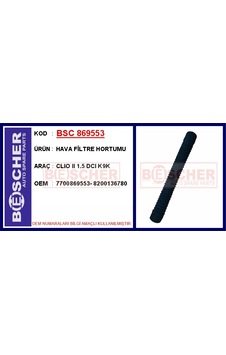 Bsc 869553 Hava Filtre Hortumu Clıo Iı 1.5 Dcı K9k 7700869553-8200136780 - Bsc 869553 Hava Filtre Hortumu Clıo Iı 1.5 Dcı K9k 7700869553-8200136780 -
