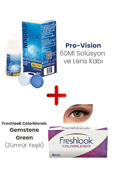 Pro-vision Lens Solüsyonu + Freshlook Colorblends Gemstone Green Renkli - Numarasız Lens Hediyeli