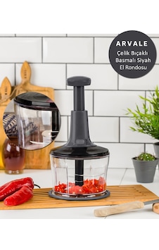 Arvale Çelik Bıçaklı Basmalı El Rondosu Rondo Blender Siyah