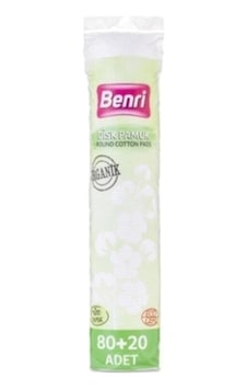 Benri Organik Makyaj Temizleme Pamuğu 80 + 20 Adet