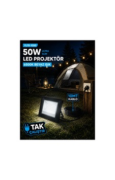 Noas Yl70-1050 50w Ultra Slim Led Projektör 6500k Beyaz Işık Ip66 10 Metre Kablolu Fişli Tak Çalıştır Dış Mekan Projektör - 920479645 Noas Yl70-1050 50w Ultra Slim Led Projektör 6500k Beyaz Işık Ip66 10 Metre Kablolu Fişli Tak Çalıştır Dış Mekan Projektör - 920479645