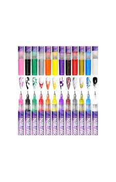 Profesyonel Nail Art Kalemi 12'li Set - Akrilik Tırnak Boyama Ve Desen Kalemi Oje Çizim Seti Çok Renkli Profesyonel Nail Art Kalemi 12'li Set - Akrilik Tırnak Boyama Ve Desen Kalemi Oje Çizim Seti Çok Renkli
