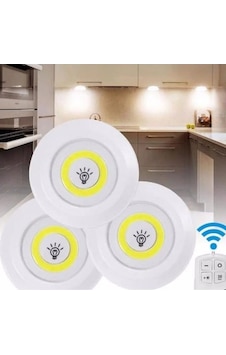 Uzaktan Kumandalı 3 Lü Spot Led Lamba Kablosuz Pilli Işıldak Beyaz