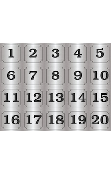 Kapı, Masa, Dolap Numarası Metal Yapışkanlı Gümüş Rengi 1-20 Kapı, Masa, Dolap Numarası Metal Yapışkanlı Gümüş Rengi 1-20