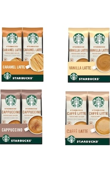 Starbucks Premium Serisi Vanilla Latte - Cafe Latte - Cappuccino - Caramel Latte 4 x 10'lu Starbucks Premium Serisi Vanilla Latte - Cafe Latte - Cappuccino - Caramel Latte 4 x 10'lu