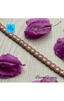 Rose Kare Baget Taşlı Suyolu Bileklik Gümüş