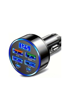6 Portlu Hızlı Araç Şarj Cihazı 4 Usb, 2 Type-c Çıkış,dijital Gösterge 6 Portlu Hızlı Araç Şarj Cihazı 4 Usb, 2 Type-c Çıkış,dijital Gösterge