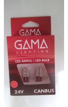 24 Volt Gama T10 Dipsiz Led Ampul Kırmızı 24 Ledli
