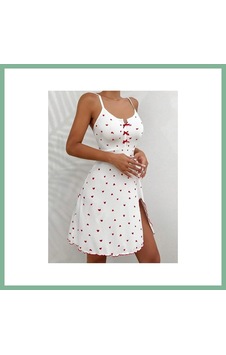 Bşkvirgo Kadın Beyaz Kırmızı Kalp Desenli Askılı Elbise 5066 Beden: S/m Renk: Beyaz Bsk2026 Bşkvirgo Kadın Beyaz Kırmızı Kalp Desenli Askılı Elbise 5066 Beden: S/m Renk: Beyaz Bsk2026