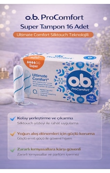O.b. Procomfort Super Tampon 16lı 1 Paket Ultimate Comfort Silktouch Teknolojili O.b. Procomfort Super Tampon 16lı 1 Paket Ultimate Comfort Silktouch Teknolojili