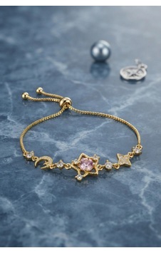 Pembe Taşlı Yıldız Model Gold Renk Zirkon Taşlı Asansörlü Bileklik 000 Açık Krem Pembe Taşlı Yıldız Model Gold Renk Zirkon Taşlı Asansörlü Bileklik 000 Açık Krem