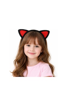 Peluş Kedi Kulak Taç Kırmızı Siyah Çocuk Parti & Kostüm Tacı Peluş Kedi Kulak Taç Kırmızı Siyah Çocuk Parti & Kostüm Tacı
