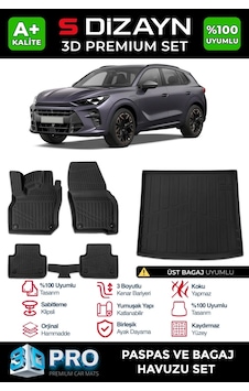 S-dizayn Cupra Terramar 3d Pro Havuzlu Paspas Ve Üst Bagaj Havuzu Seti 2'li Set 2024 Üzeri A+ Kali