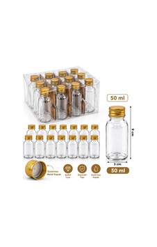 Yakut Boş Tüp Şişe 50ml Gold Metal Kapaklı Çok Amaçlı Dekoratif- 12'li Paket Yakut Boş Tüp Şişe 50ml Gold Metal Kapaklı Çok Amaçlı Dekoratif- 12'li Paket