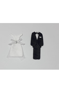 Gelin Damat Kumaş Obje Sticker, 20 Adet Beyaz - Siyah Gelin Damat Kumaş Obje Sticker, 20 Adet Beyaz - Siyah