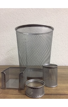 Metal Per Masa Kalemlik Ataşlık Küpnotluk Çöp Kovası 4lü Gri Metal Per Masa Kalemlik Ataşlık Küpnotluk Çöp Kovası 4lü Gri