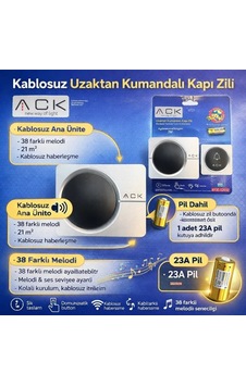 Ack 32 Melodili Uzaktan Kumandali Zil Gri/siyah