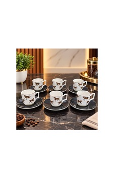 Bone China At Desenli Kahve Fincan Takımı 6 Kişilik Turuncu - 940251328 Turuncu Bone China At Desenli Kahve Fincan Takımı 6 Kişilik Turuncu - 940251328 Turuncu
