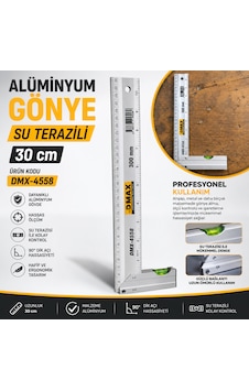 Alüminyum Gönye Su Terazili 30 Cm Ürün Kodu Dmx-4558