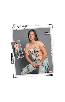 Boyraz 15317 Pamuk Kısa Kol Kadın Pijama Takımı Çok Renkli