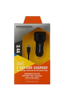 Elba Elb29 Megatech 2 İn 1 Usb Araç Şarj Cihazı 3.4a Çift Usb Hızlı Şarj