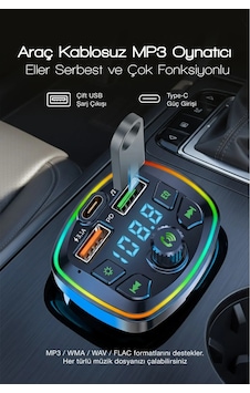 Bluetooth Araç Çakmaklık Fm Transmitter 48w Pd Hızlı Şarj Çift Mikrofon Araç Şarj Cihazı