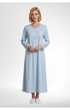Mecit Pijama Mecit 6373 Mavi Kadın %100 Pamuk Uzun Kollu Gecelik Mecit Pijama Mecit 6373 Mavi Kadın %100 Pamuk Uzun Kollu Gecelik