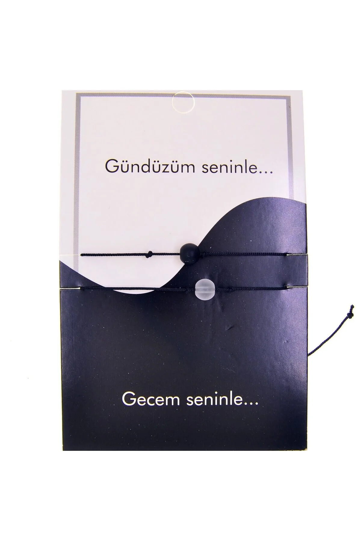 Altın Renk Gündüz Gece Arkadaş Şans Bilekliği Siyah Altın Renk Gündüz Gece Arkadaş Şans Bilekliği Siyah