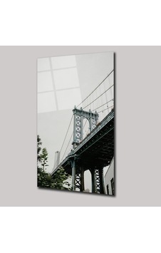 New York Ruhu Brooklyn Köprüsü Cam Tablo Şehir Manzarası Duvar New York Ruhu Brooklyn Köprüsü Cam Tablo Şehir Manzarası Duvar