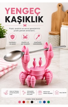 3d Baskı Yengeç Kaşıklık Mutfak Tezgahı Kaşık Dinlendirme Aparatı - Pembe 3d Baskı Yengeç Kaşıklık Mutfak Tezgahı Kaşık Dinlendirme Aparatı - Pembe