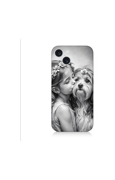 Apple Uyumlu iPhone 15 Kız Ve Köpek Desenli Silikon Kılıf Silikon Apple Uyumlu iPhone 15 Kız Ve Köpek Desenli Silikon Kılıf Silikon