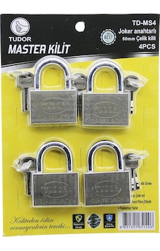 Tudor Td-ms4 Master 4pcs Joker Anahtarlı Tek Anahtarla 4 Kilit Aç 60mm - Gri Kısa Kancalı Çelik Asm Tudor Td-ms4 Master 4pcs Joker Anahtarlı Tek Anahtarla 4 Kilit Aç 60mm - Gri Kısa Kancalı Çelik Asm