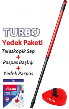 Vileda Turbo Yedek Paketi Sap + Classic Üçgen Başlık + Paspas Vileda Turbo Yedek Paketi Sap + Classic Üçgen Başlık + Paspas